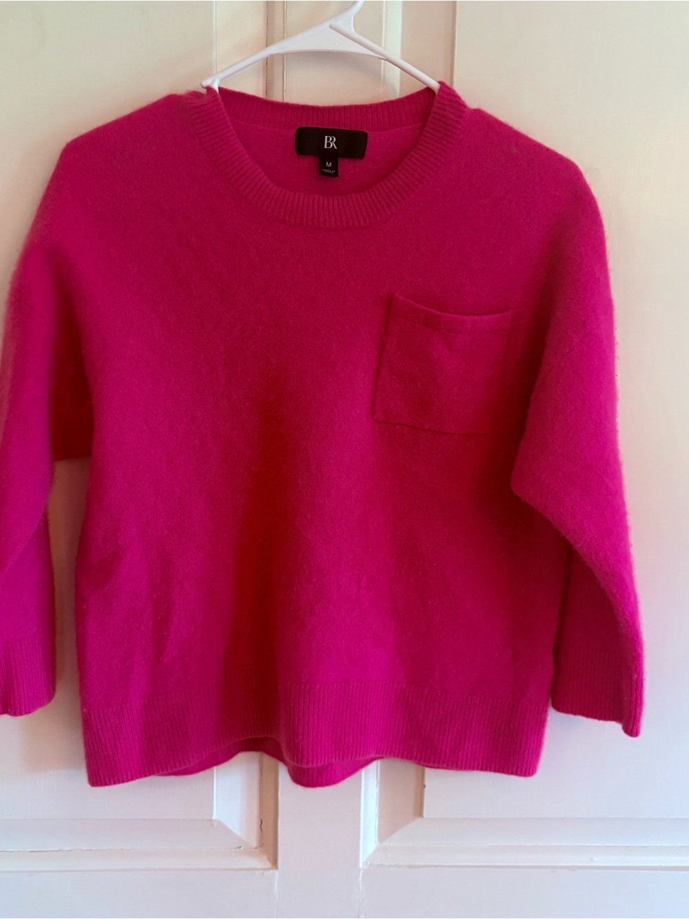 100% Cashmere Sweater Womens Medium Hot Pink Crewneck Soft Banana Republic Med.
